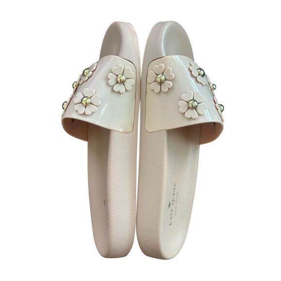 Kate Spade Spring Flower Slides Sandals Rose Smoke Pink Size 8 - Picture 8 of 10